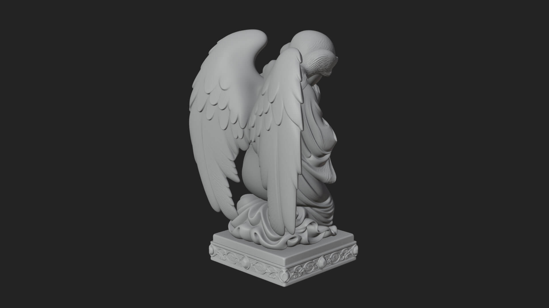 Kneeling Praying Angel Statue Design 7 3D Print Model 3D Model