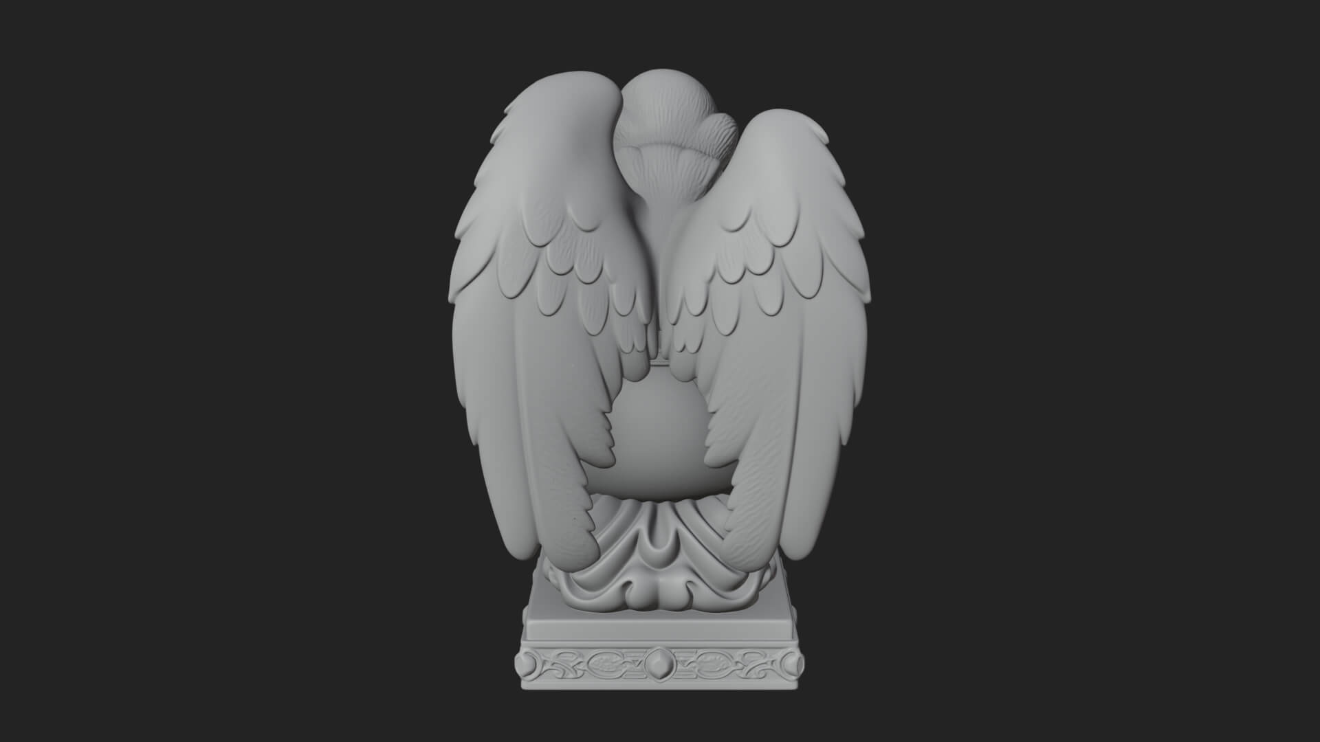 Kneeling Praying Angel Statue Design 7 3D Print Model 3D Model