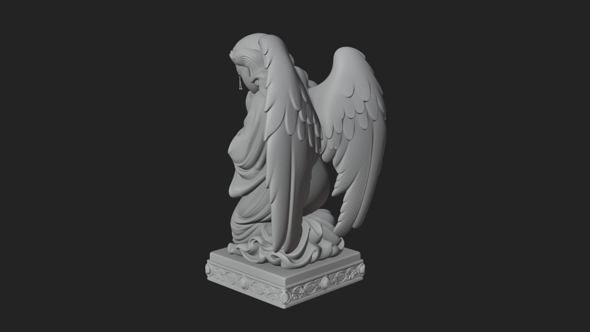Kneeling Praying Angel Statue Design 7 3D Print Model 3D Model