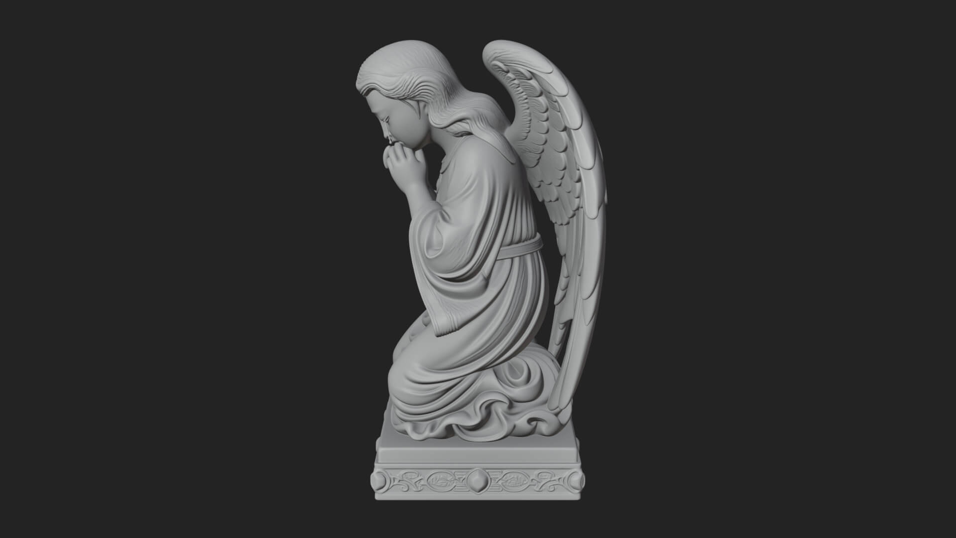 Kneeling Praying Angel Statue Design 7 3D Print Model 3D Model