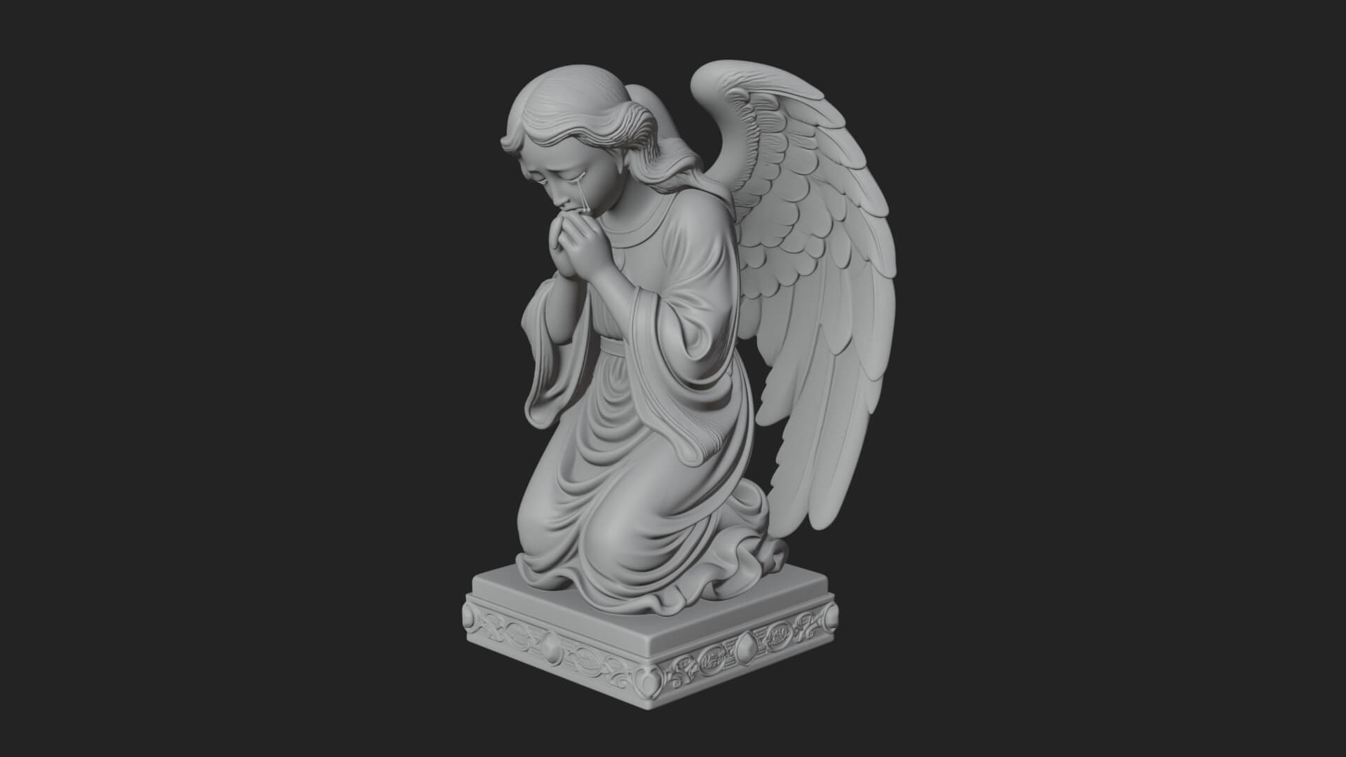 Kneeling Praying Angel Statue Design 7 3D Print Model 3D Model