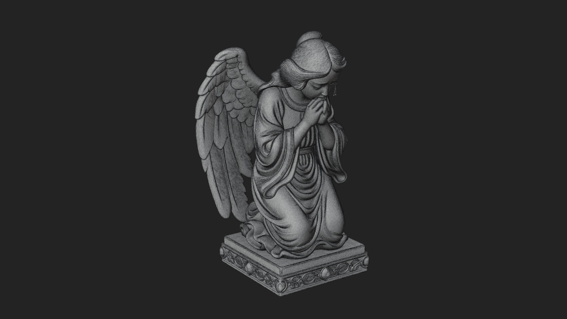 Kneeling Praying Angel Statue Design 7 3D Print Model 3D Model