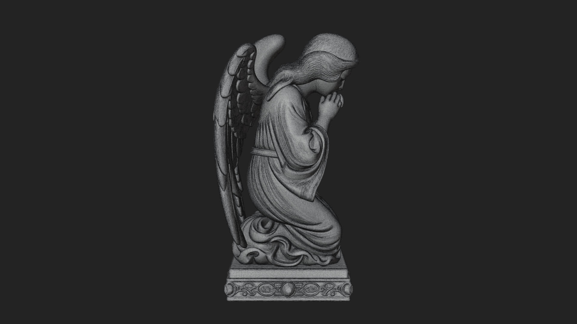 Kneeling Praying Angel Statue Design 7 3D Print Model 3D Model
