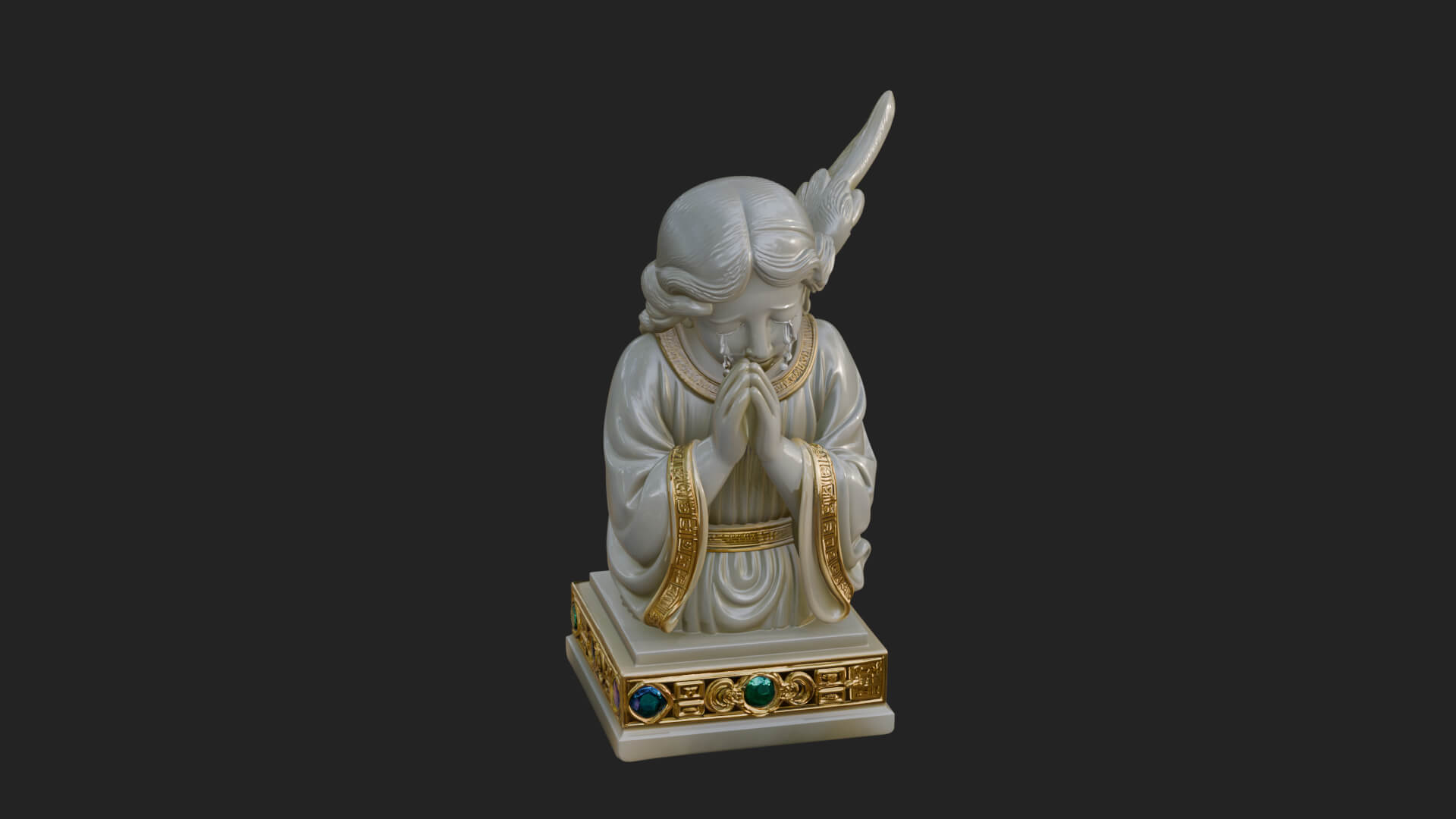 Kneeling Praying Angel Statue Design 8 3D Print Model 3D Model