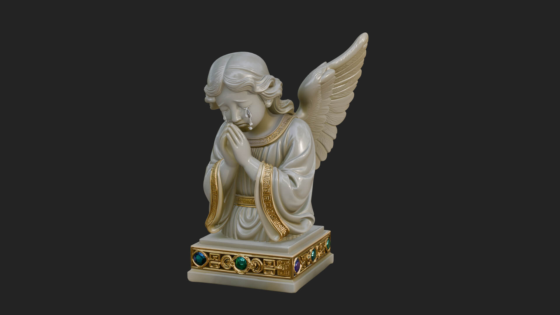 Kneeling Praying Angel Statue Design 8 3D Print Model 3D Model