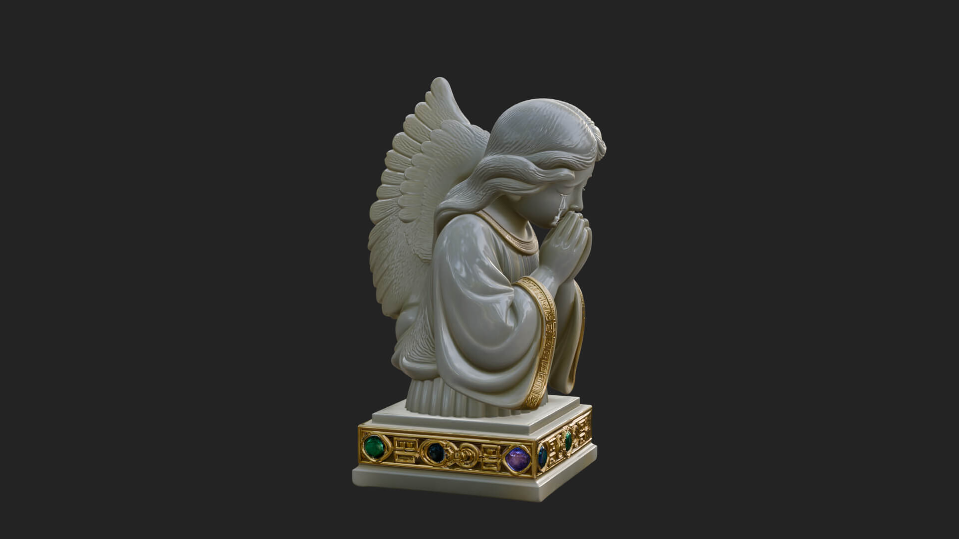 Kneeling Praying Angel Statue Design 8 3D Print Model 3D Model