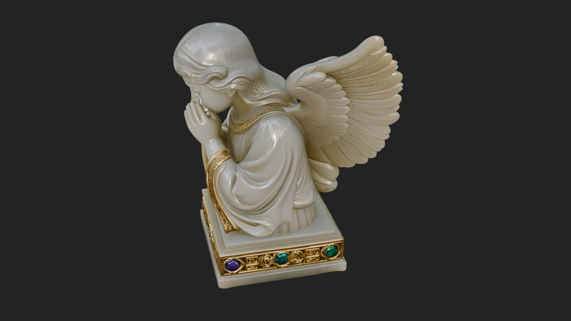 Kneeling Praying Angel Statue Design 8 3D Print Model 3D Model