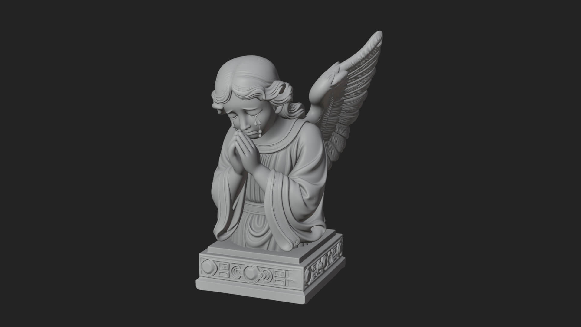 Kneeling Praying Angel Statue Design 8 3D Print Model 3D Model
