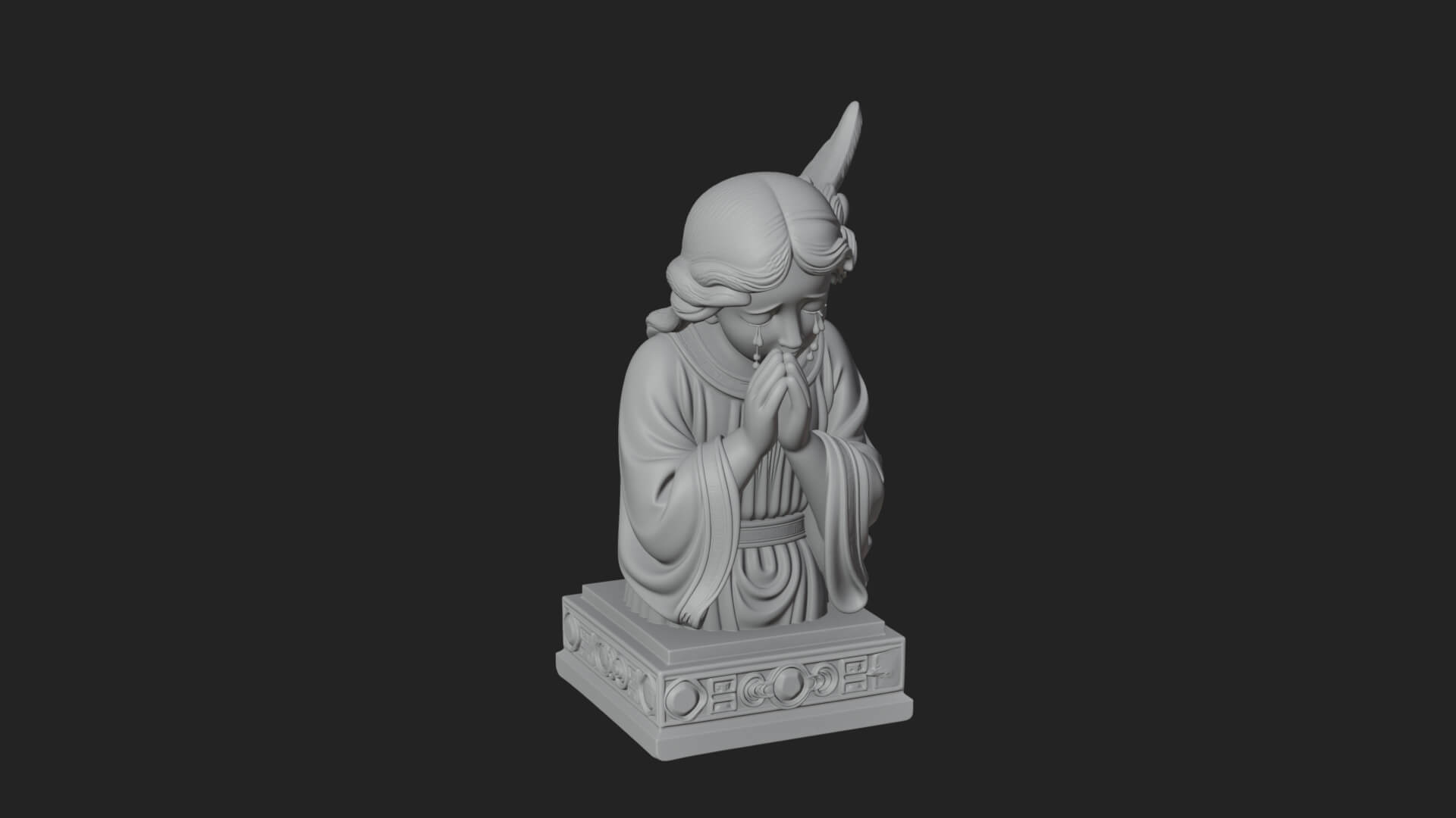 Kneeling Praying Angel Statue Design 8 3D Print Model 3D Model