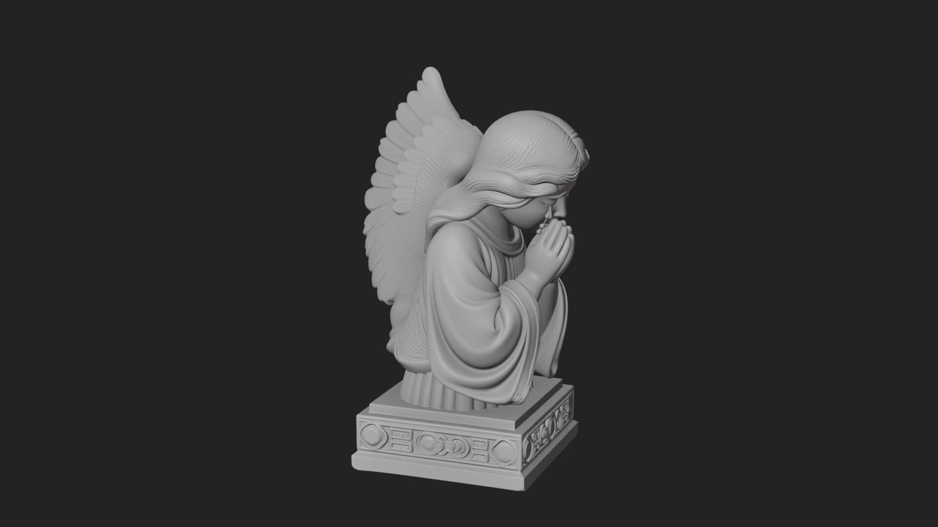 Kneeling Praying Angel Statue Design 8 3D Print Model 3D Model