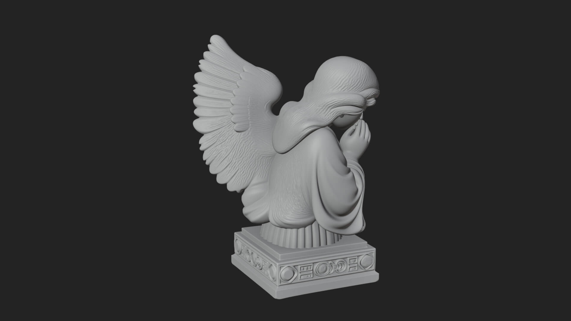 Kneeling Praying Angel Statue Design 8 3D Print Model 3D Model