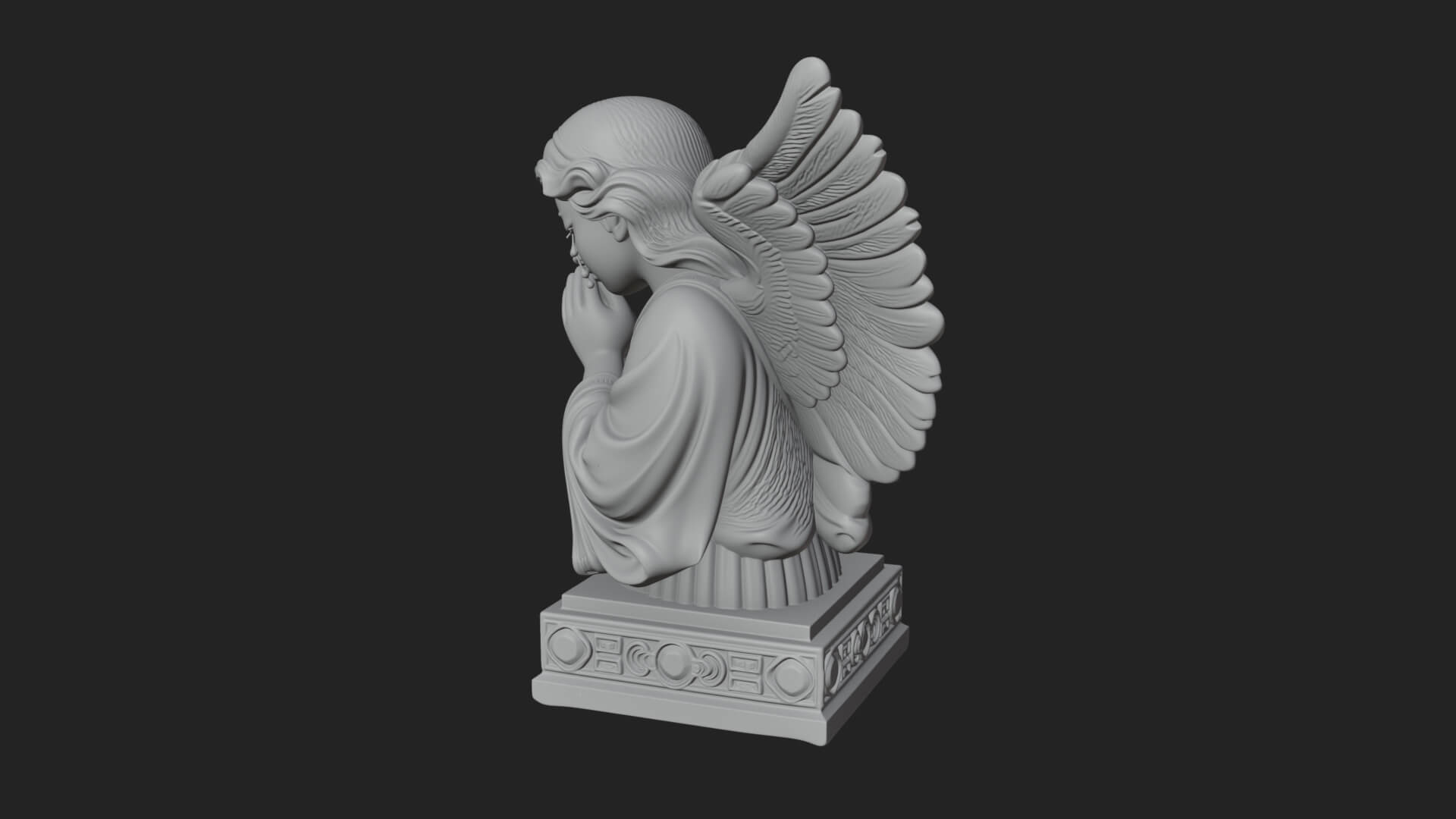 Kneeling Praying Angel Statue Design 8 3D Print Model 3D Model