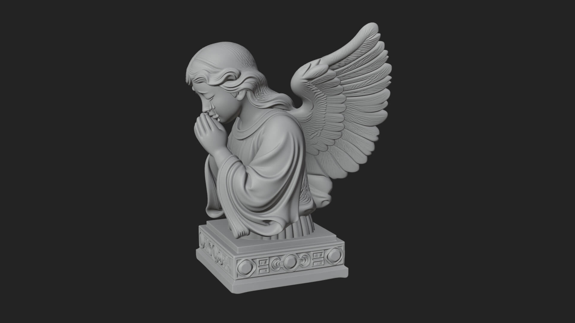 Kneeling Praying Angel Statue Design 8 3D Print Model 3D Model