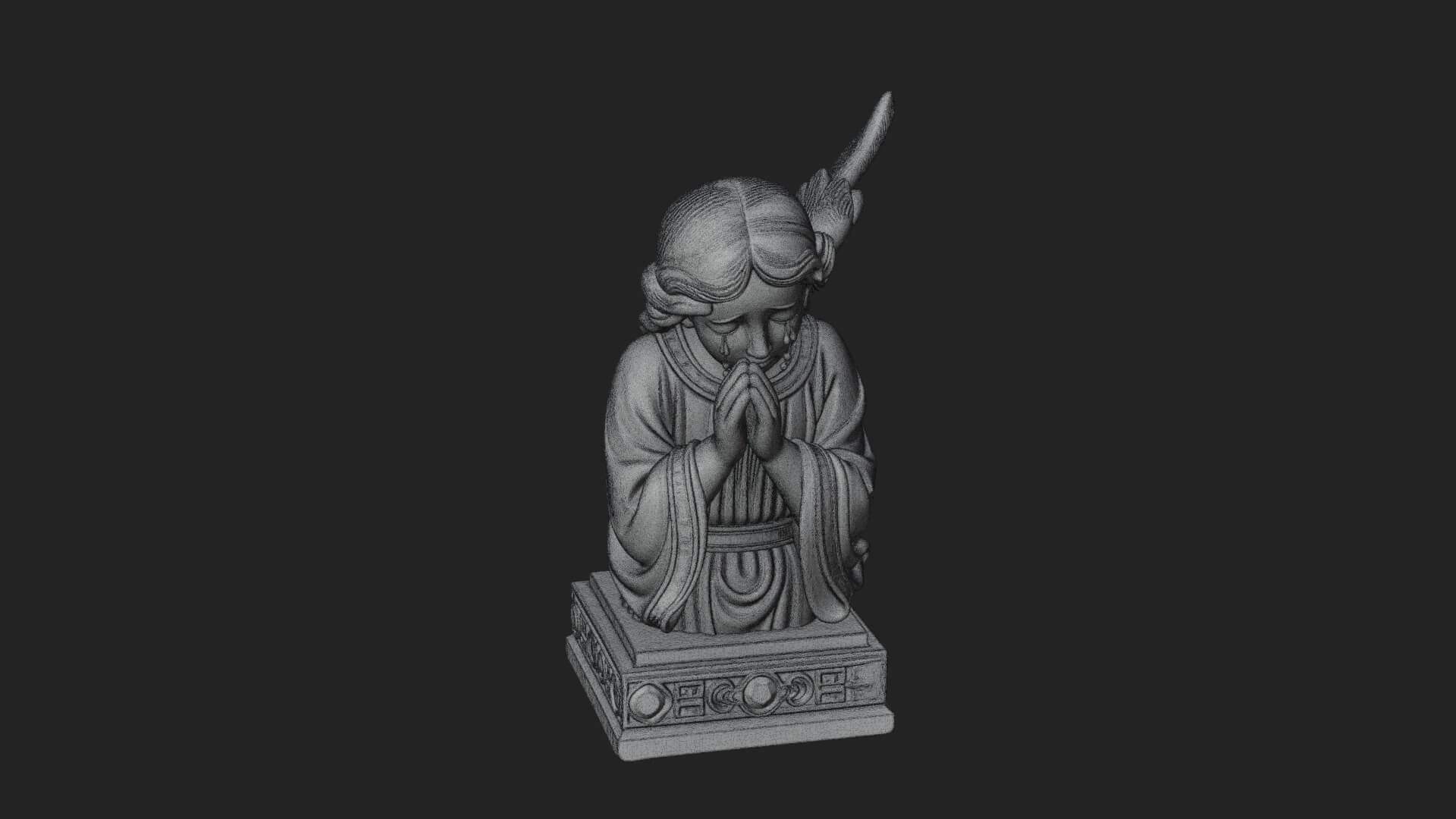 Kneeling Praying Angel Statue Design 8 3D Print Model 3D Model
