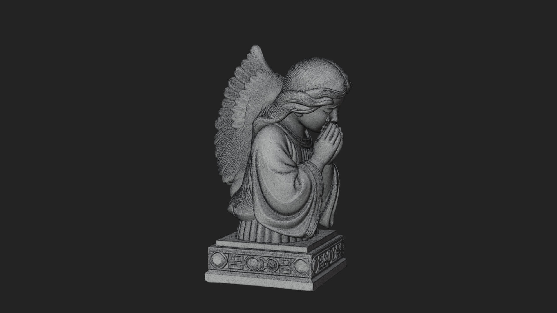 Kneeling Praying Angel Statue Design 8 3D Print Model 3D Model