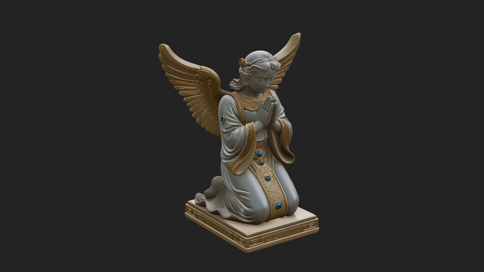 Kneeling Praying Angel Statue Design 9 3D Print Model 3D Model