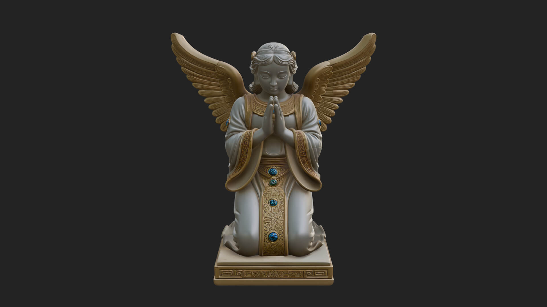 Kneeling Praying Angel Statue Design 9 3D Print Model 3D Model