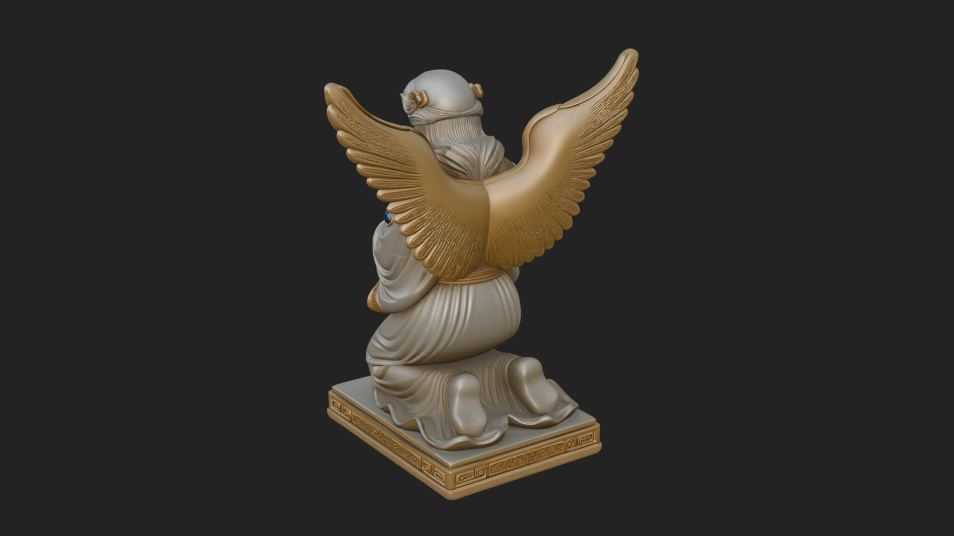 Kneeling Praying Angel Statue Design 9 3D Print Model 3D Model