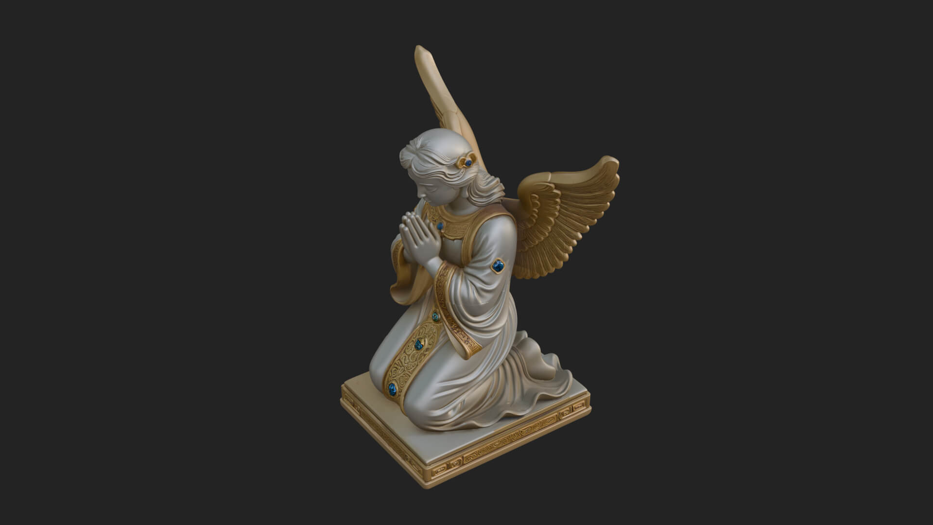 Kneeling Praying Angel Statue Design 9 3D Print Model 3D Model