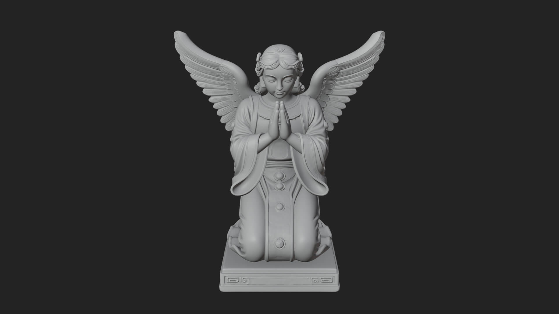 Kneeling Praying Angel Statue Design 9 3D Print Model 3D Model