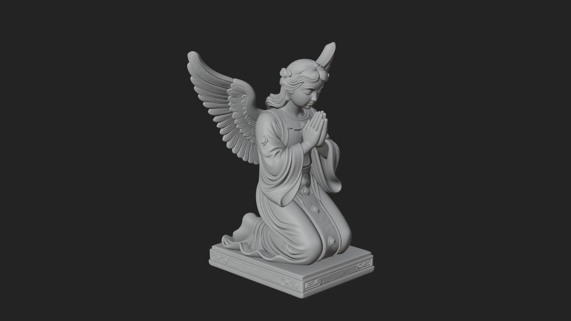 Kneeling Praying Angel Statue Design 9 3D Print Model 3D Model