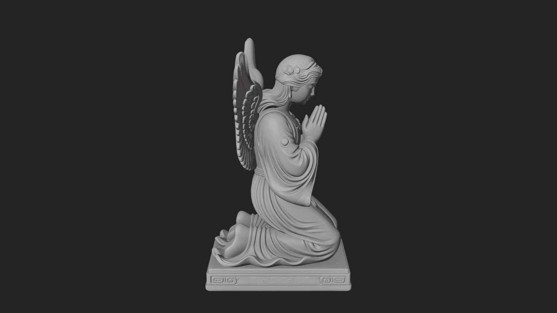 Kneeling Praying Angel Statue Design 9 3D Print Model 3D Model