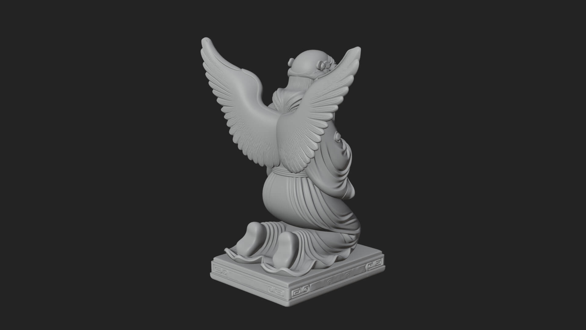 Kneeling Praying Angel Statue Design 9 3D Print Model 3D Model