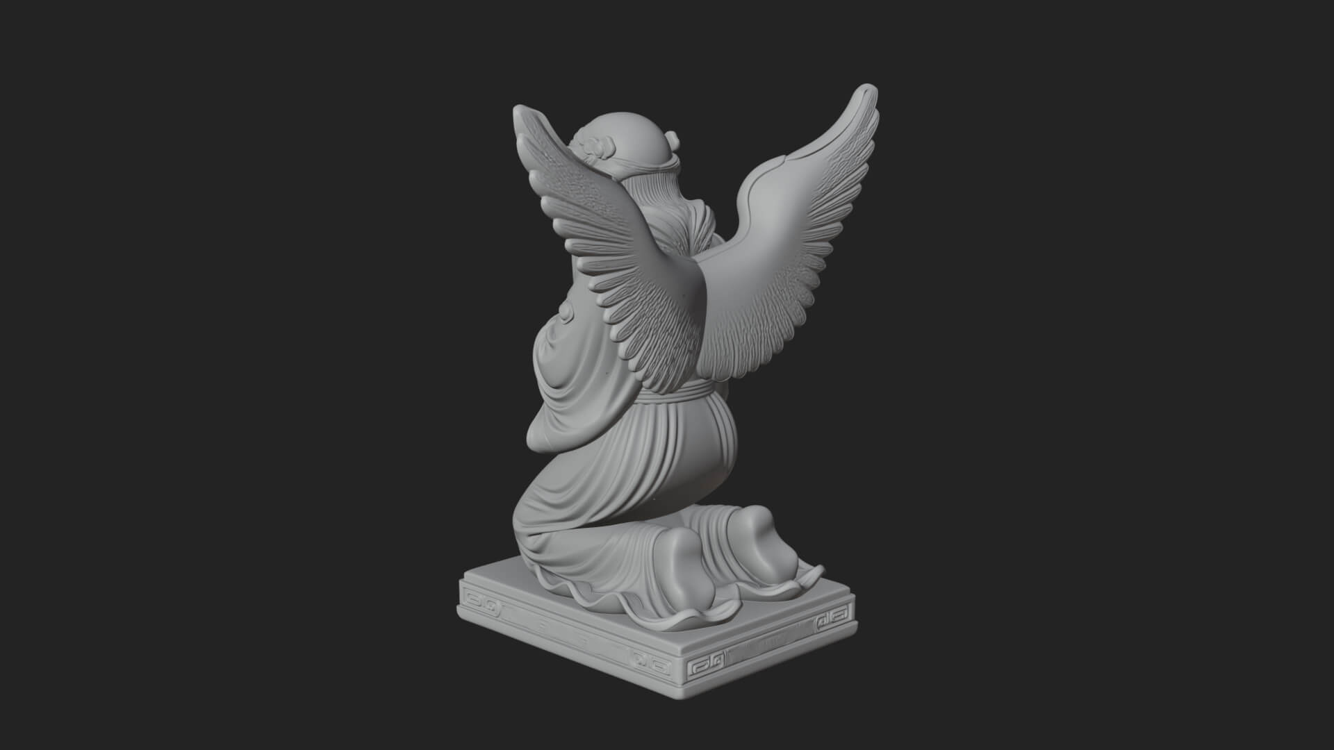 Kneeling Praying Angel Statue Design 9 3D Print Model 3D Model