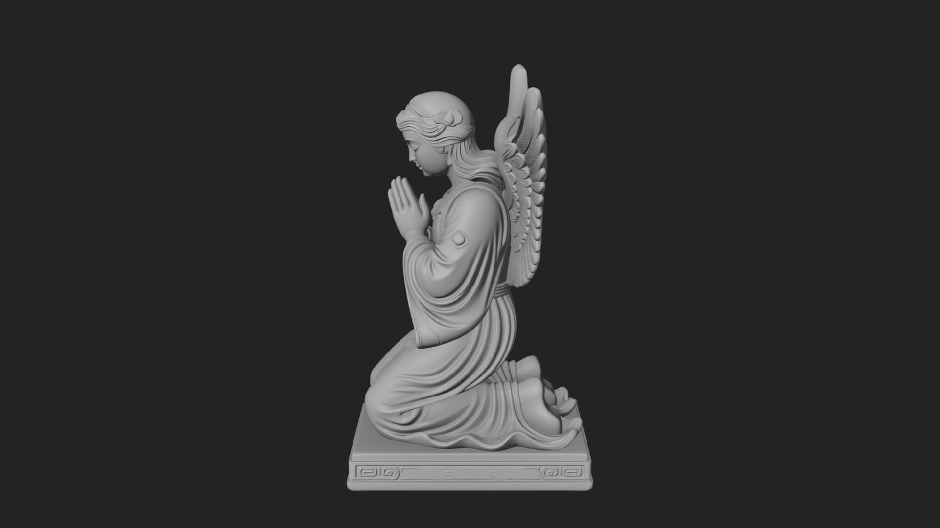 Kneeling Praying Angel Statue Design 9 3D Print Model 3D Model