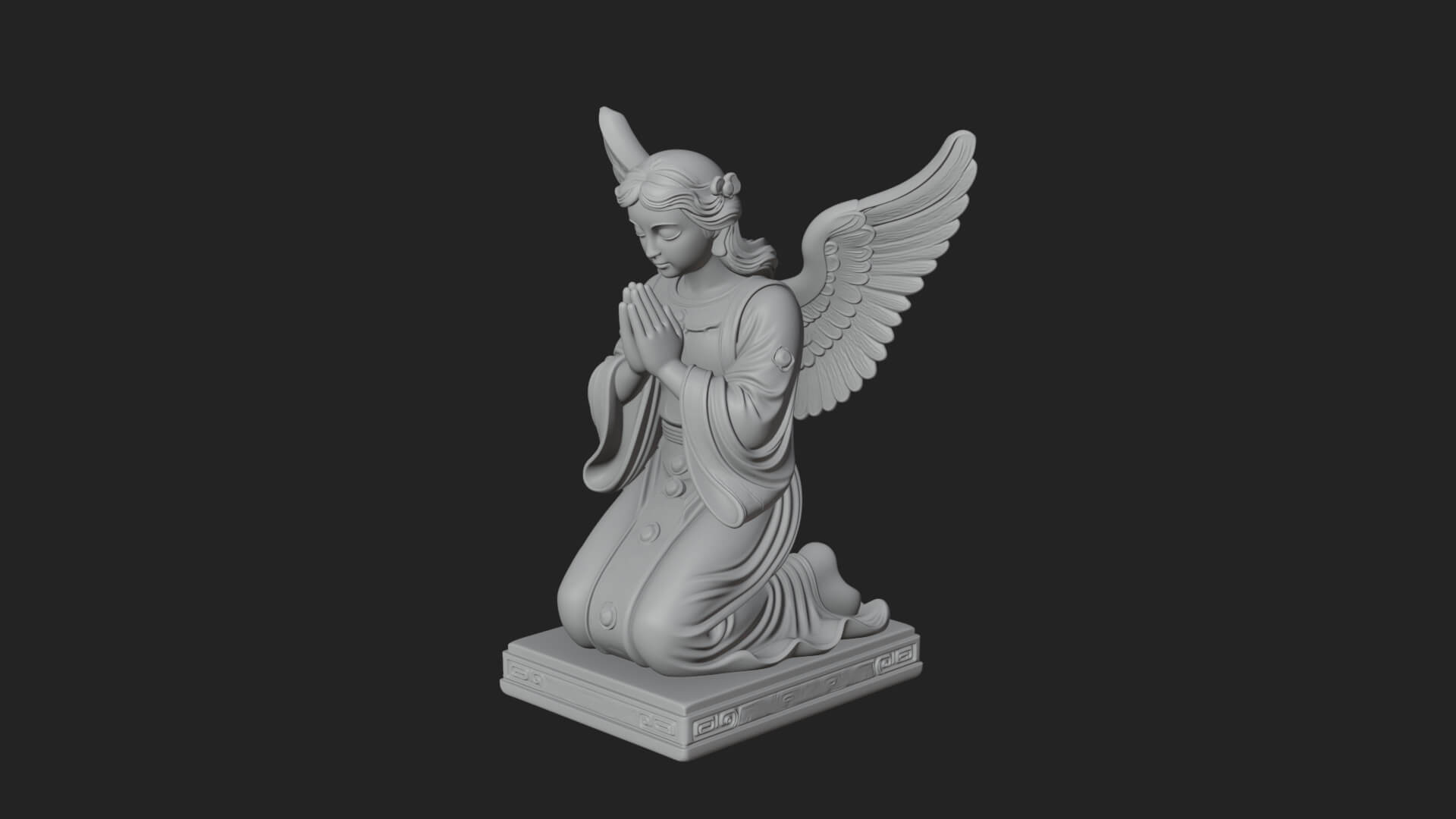 Kneeling Praying Angel Statue Design 9 3D Print Model 3D Model