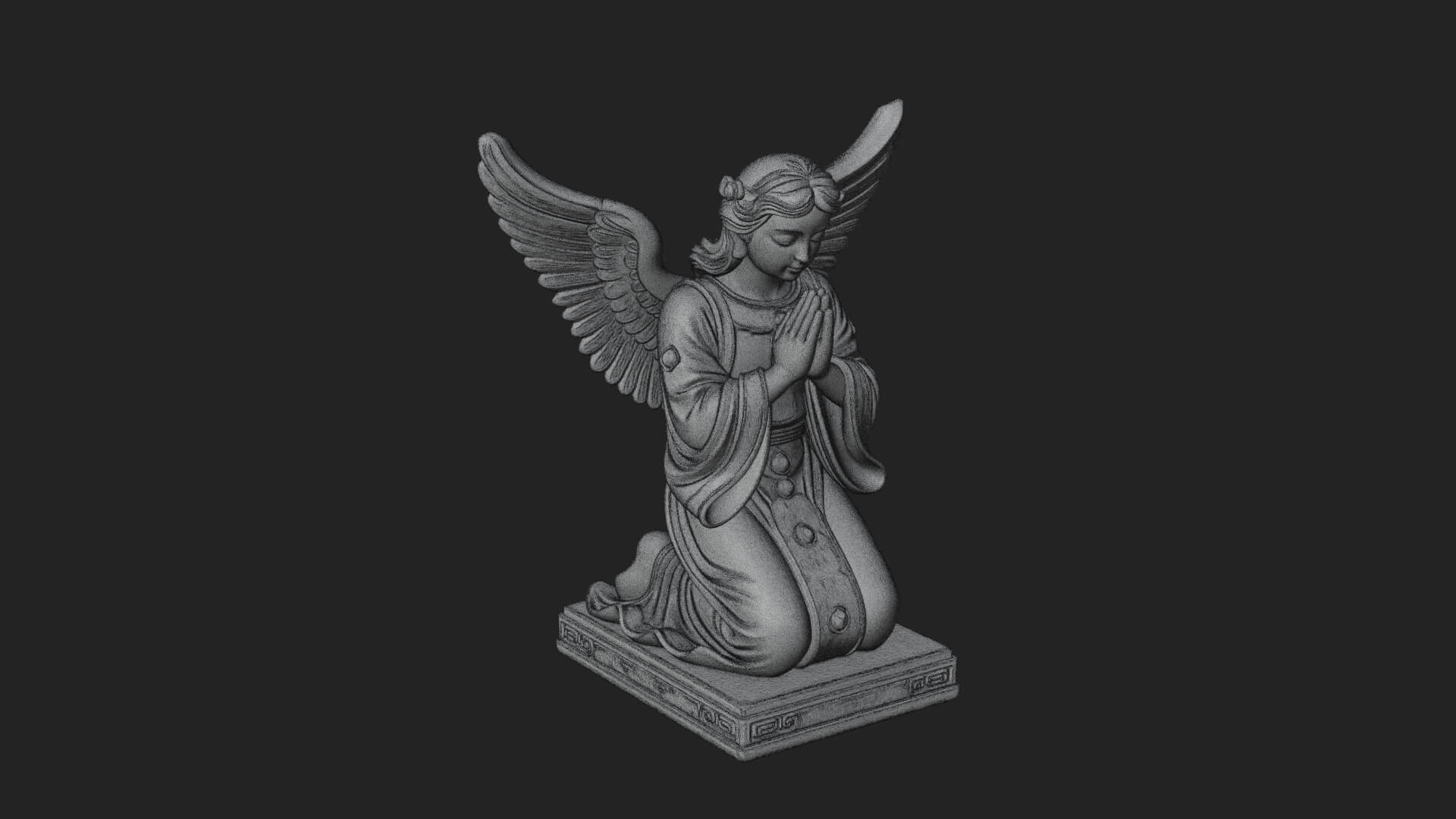 Kneeling Praying Angel Statue Design 9 3D Print Model 3D Model