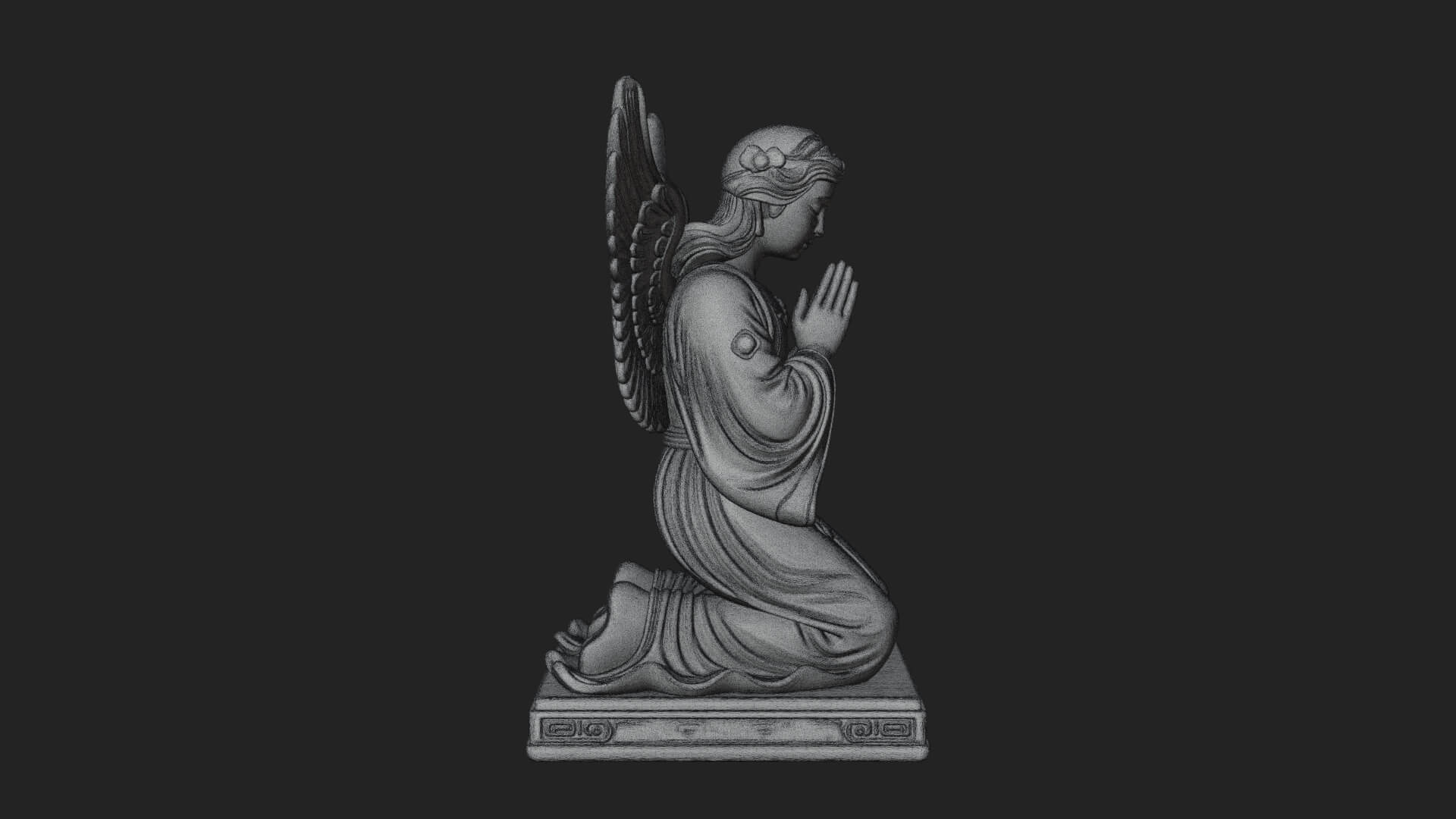 Kneeling Praying Angel Statue Design 9 3D Print Model 3D Model