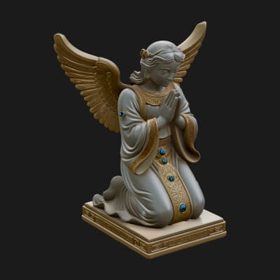 Kneeling Praying Angel Statue Design 9 3D Print Model
