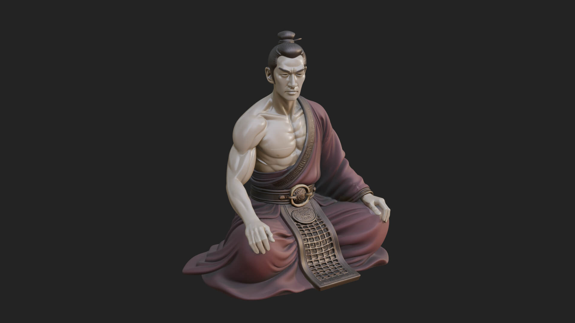 Kneeling Robed Man Statue Design 1 3D Print Model 3D Model
