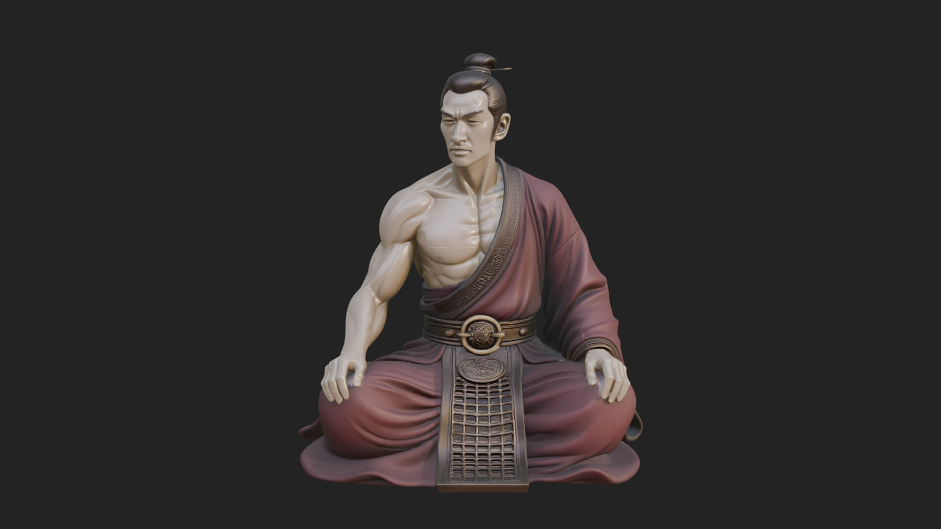 Kneeling Robed Man Statue Design 1 3D Print Model 3D Model