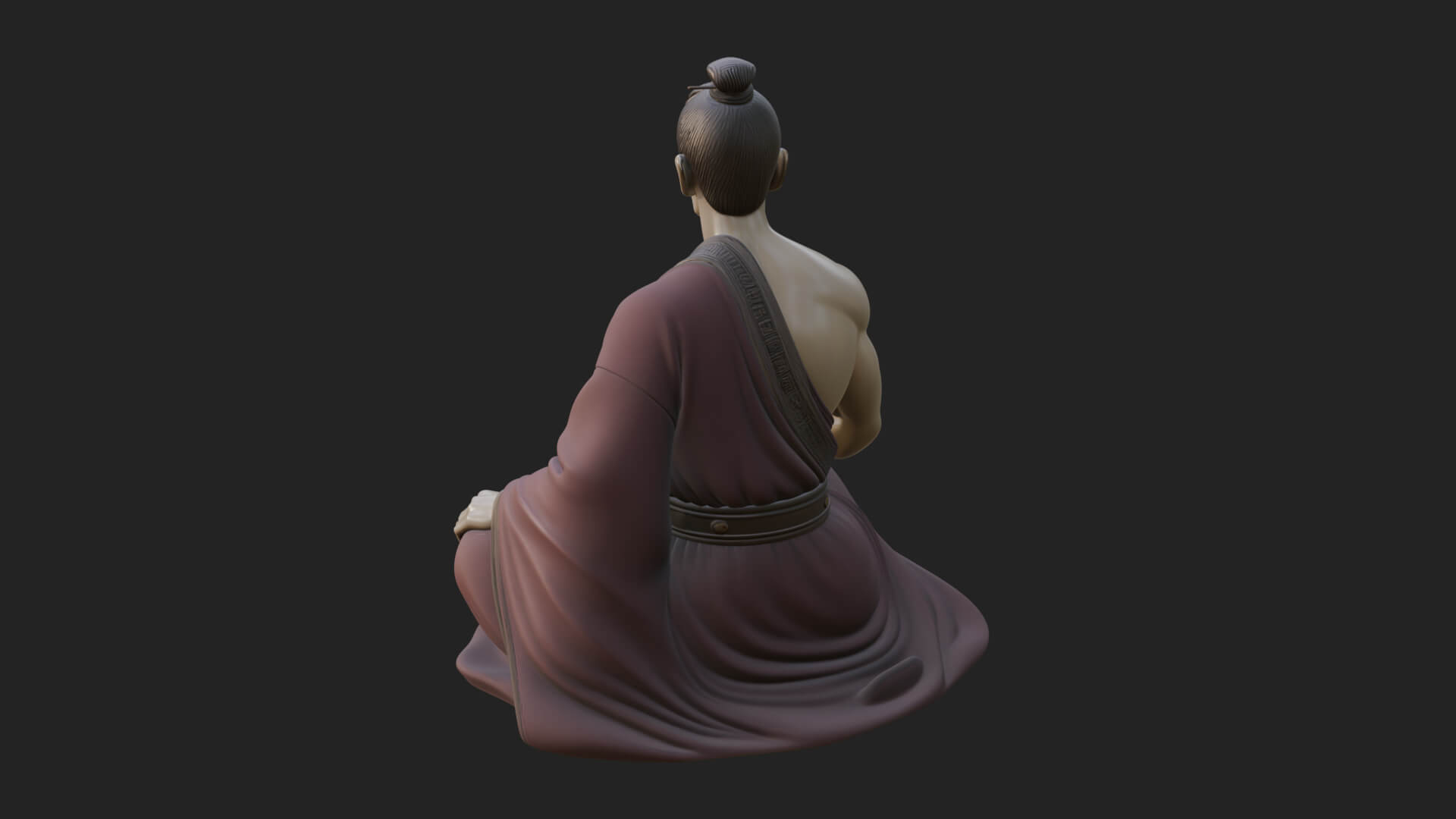 Kneeling Robed Man Statue Design 1 3D Print Model 3D Model