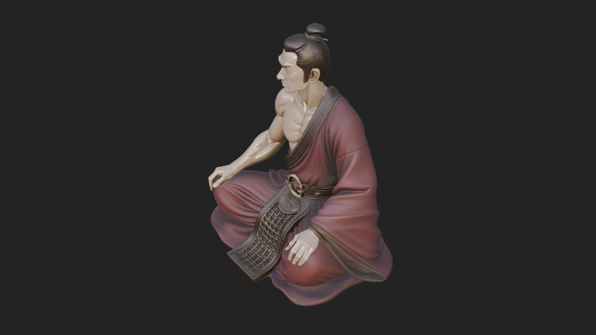 Kneeling Robed Man Statue Design 1 3D Print Model 3D Model