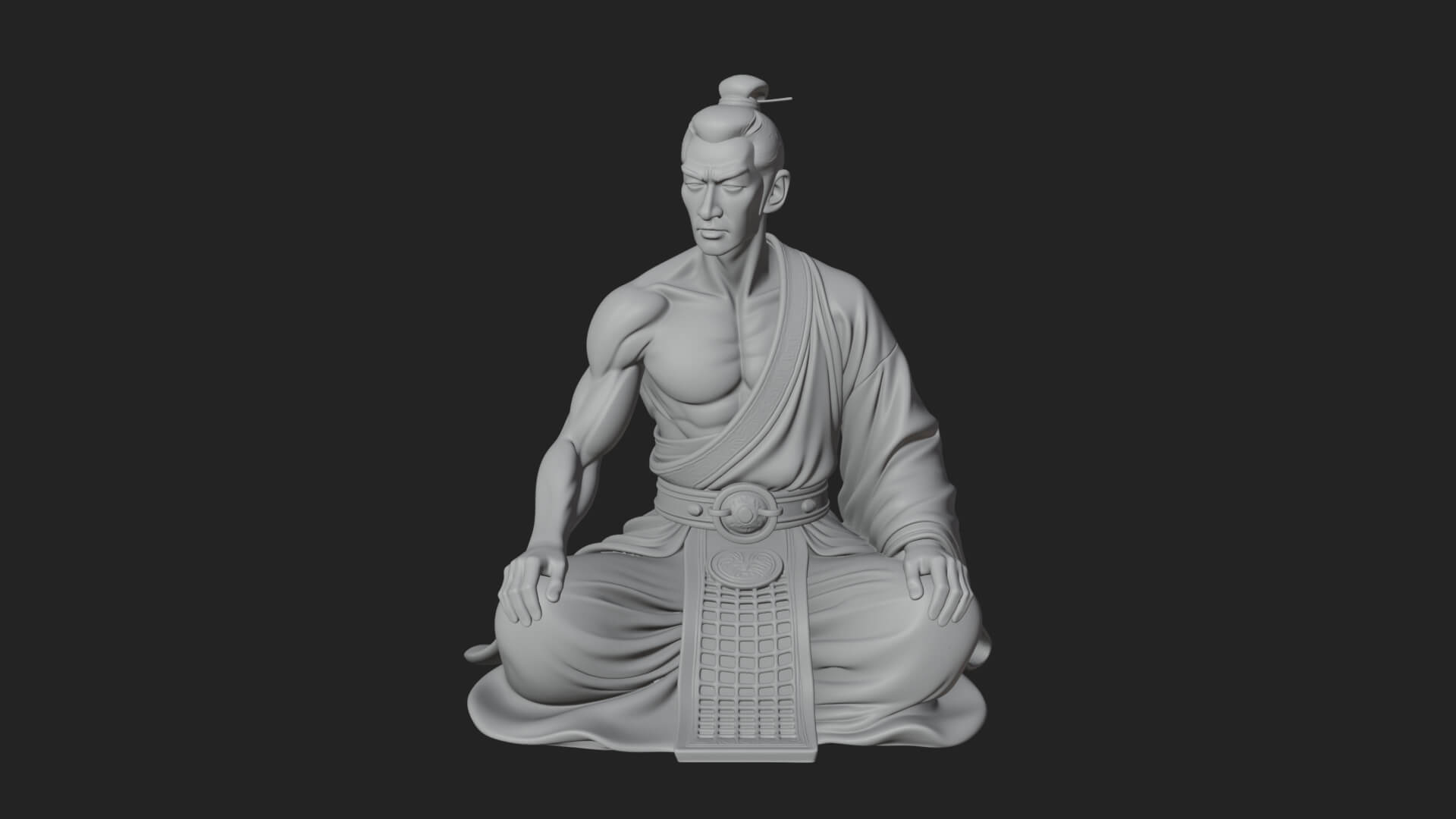 Kneeling Robed Man Statue Design 1 3D Print Model 3D Model