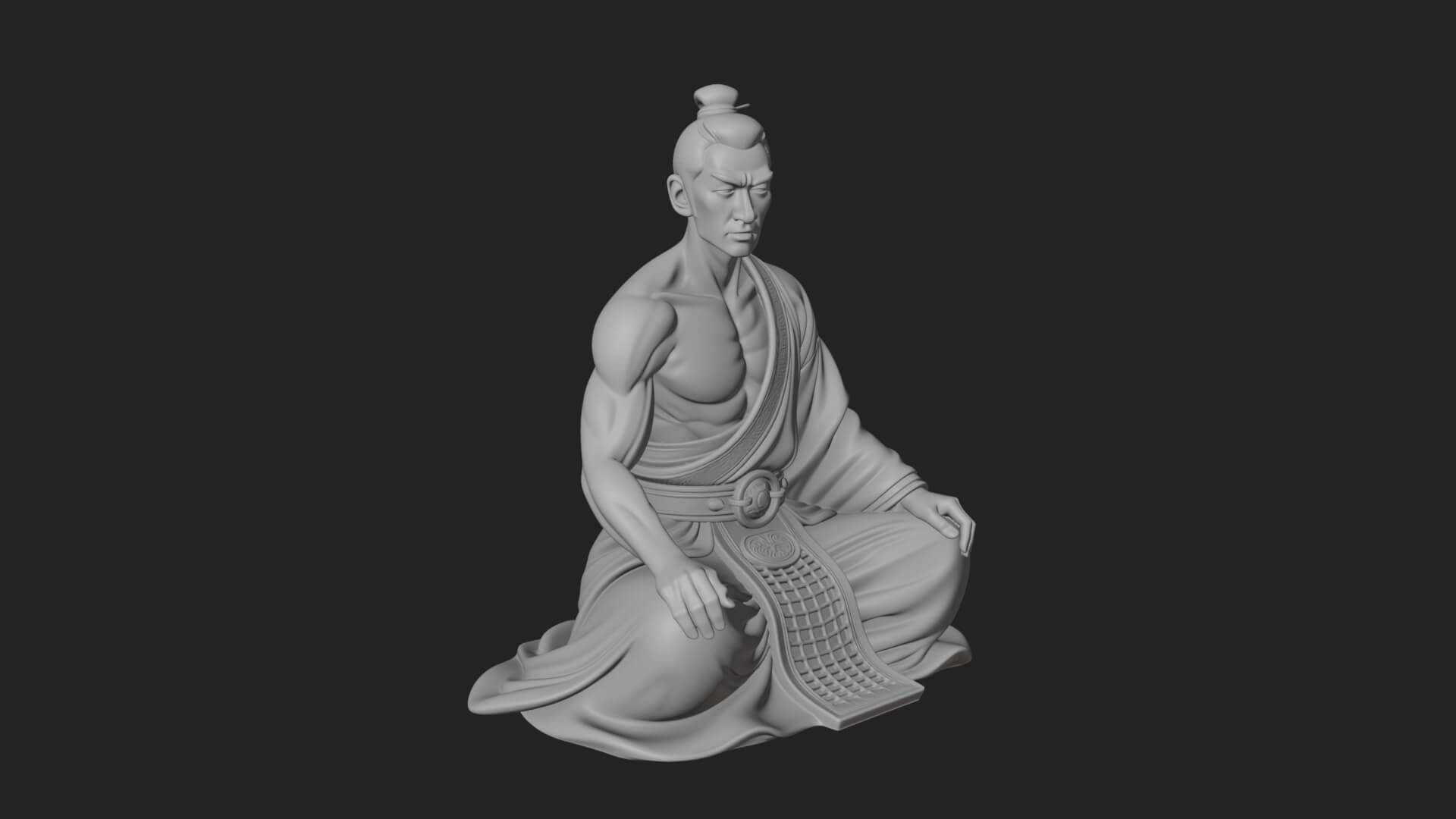 Kneeling Robed Man Statue Design 1 3D Print Model 3D Model
