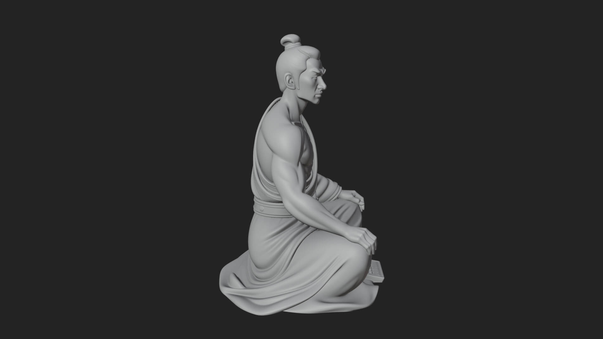 Kneeling Robed Man Statue Design 1 3D Print Model 3D Model