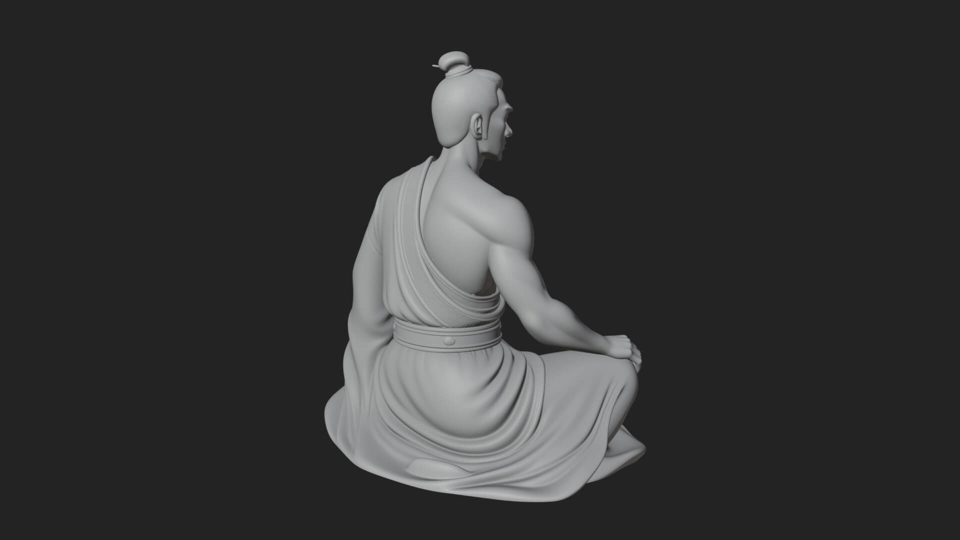 Kneeling Robed Man Statue Design 1 3D Print Model 3D Model