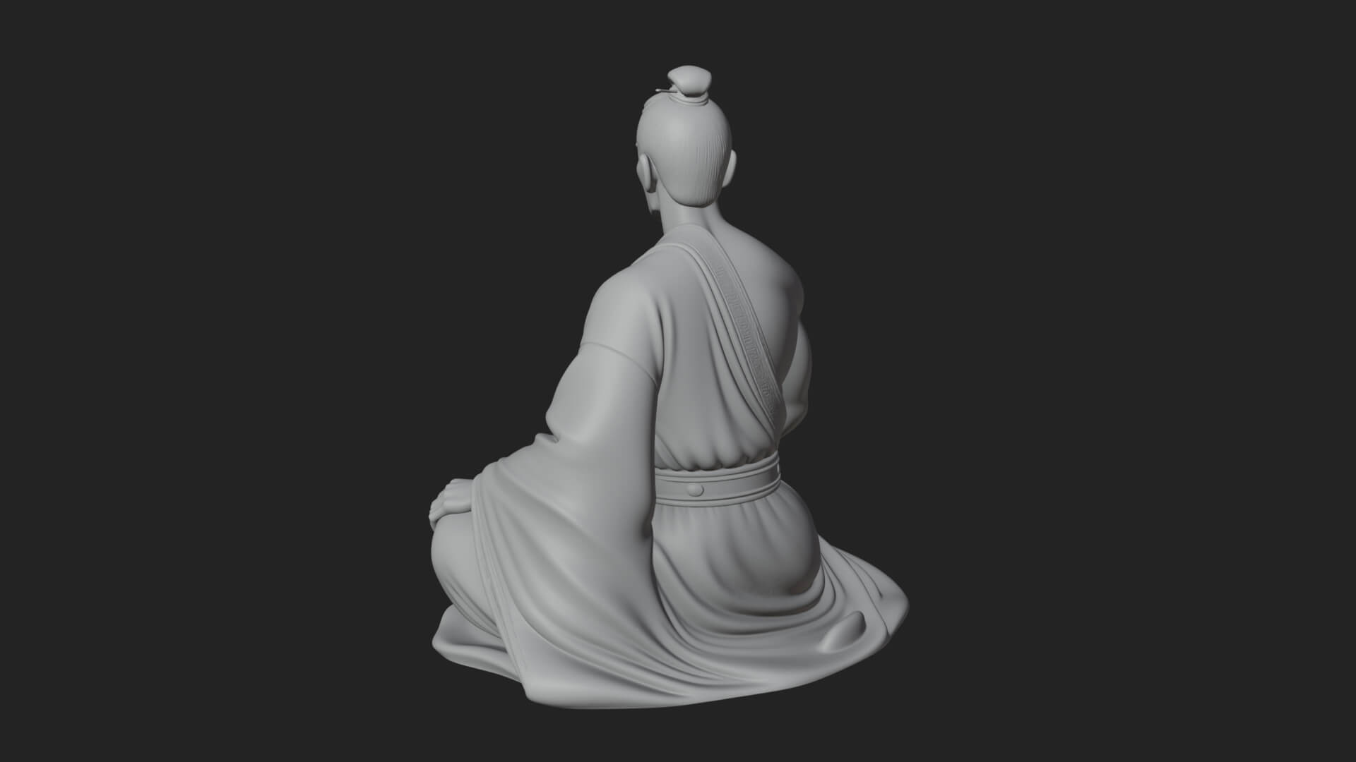 Kneeling Robed Man Statue Design 1 3D Print Model 3D Model