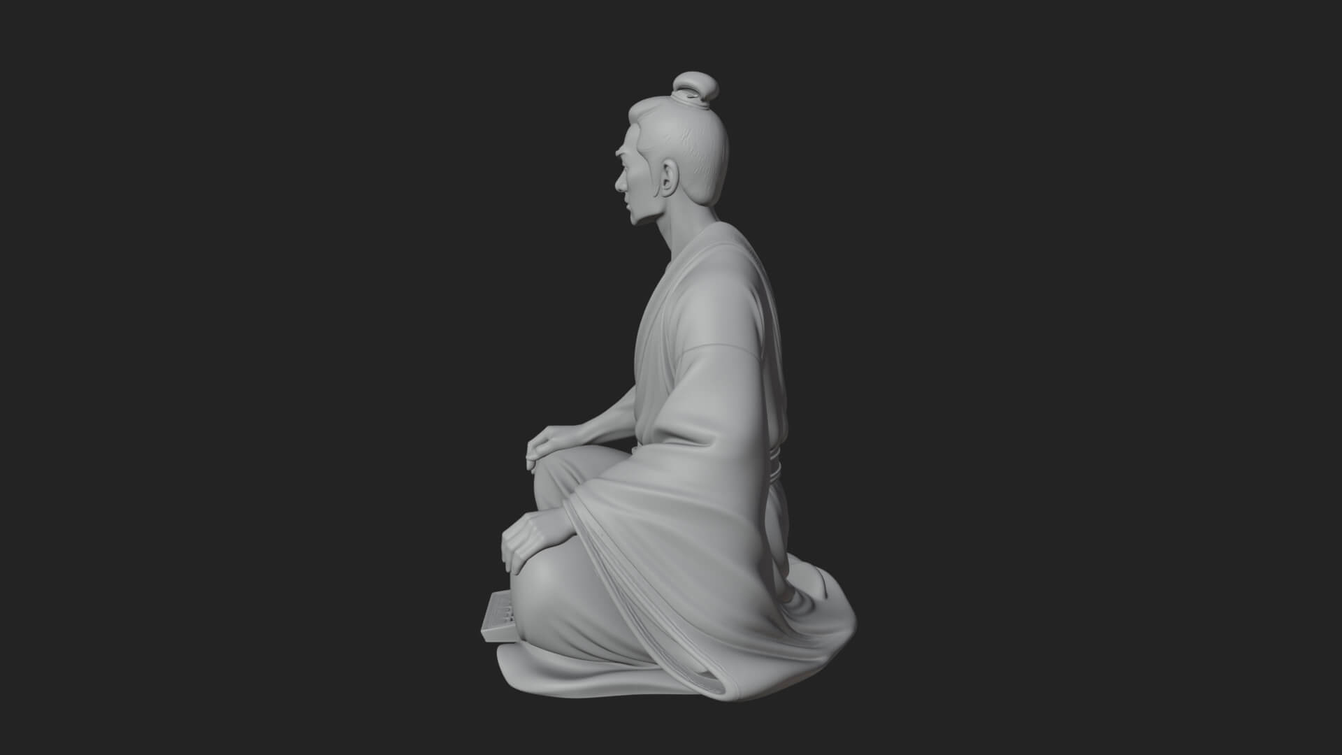 Kneeling Robed Man Statue Design 1 3D Print Model 3D Model