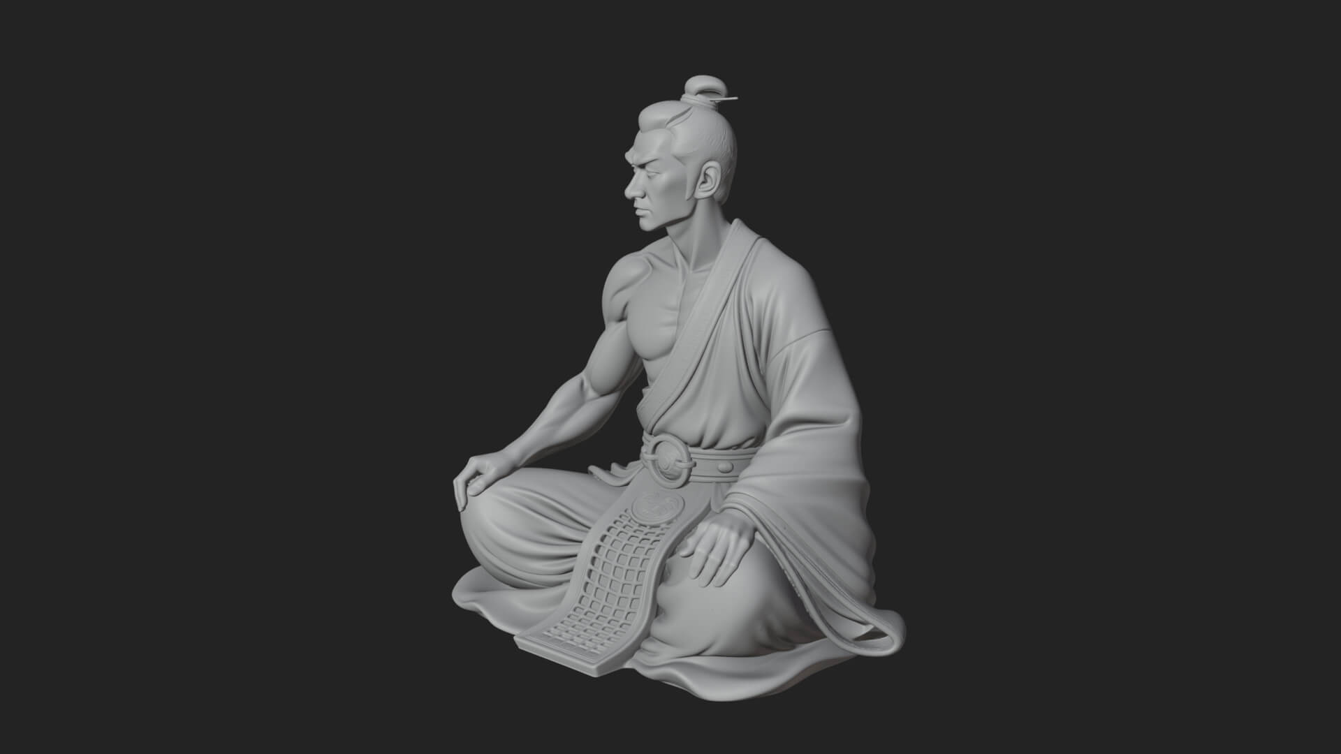 Kneeling Robed Man Statue Design 1 3D Print Model 3D Model