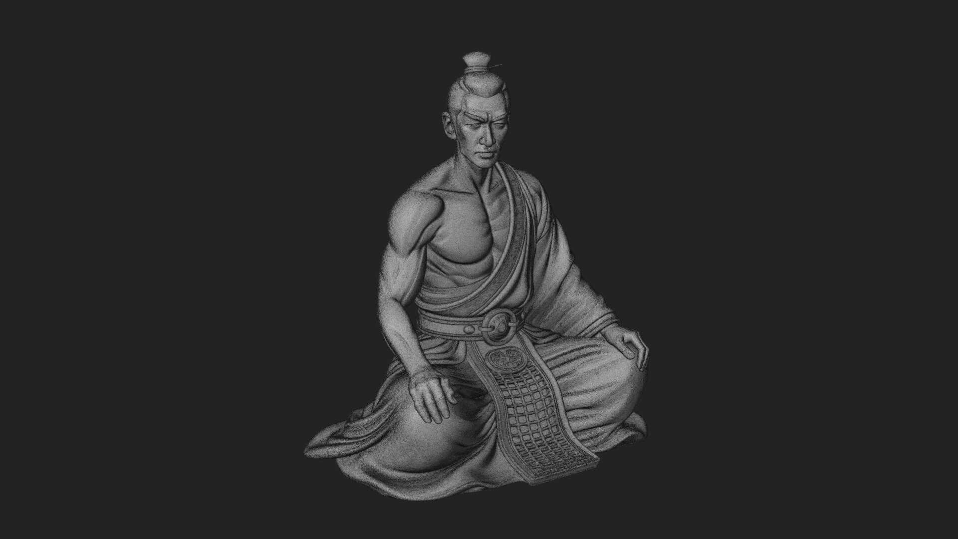 Kneeling Robed Man Statue Design 1 3D Print Model 3D Model