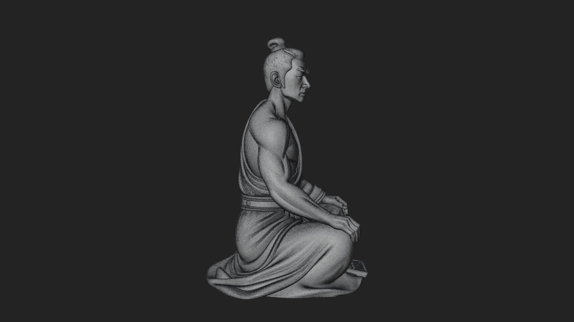 Kneeling Robed Man Statue Design 1 3D Print Model 3D Model