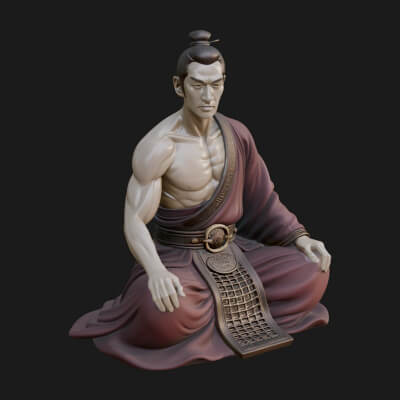 Kneeling Robed Man Statue Design 1 3D Print Model