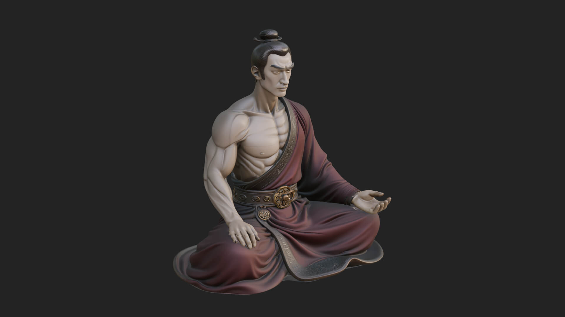 Kneeling Robed Man Statue Design 2 3D Print Model 3D Model