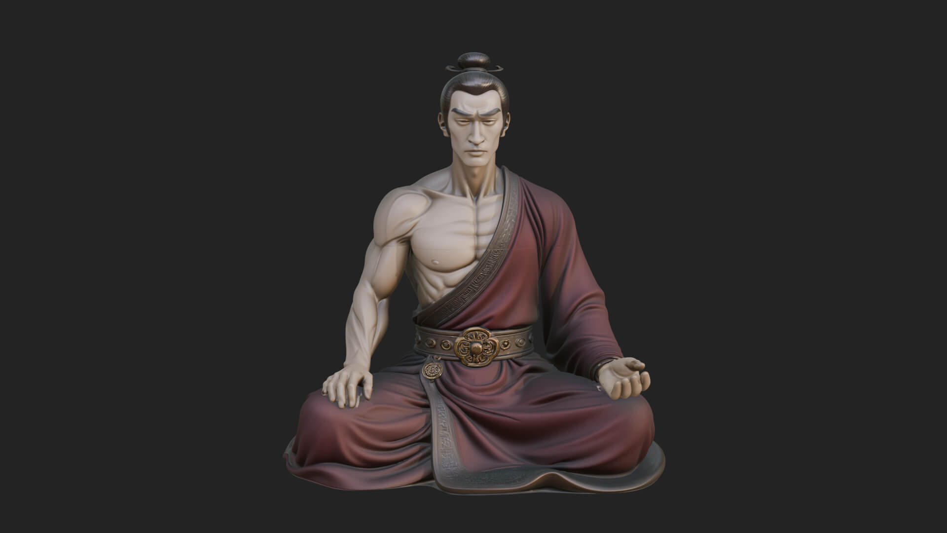 Kneeling Robed Man Statue Design 2 3D Print Model 3D Model
