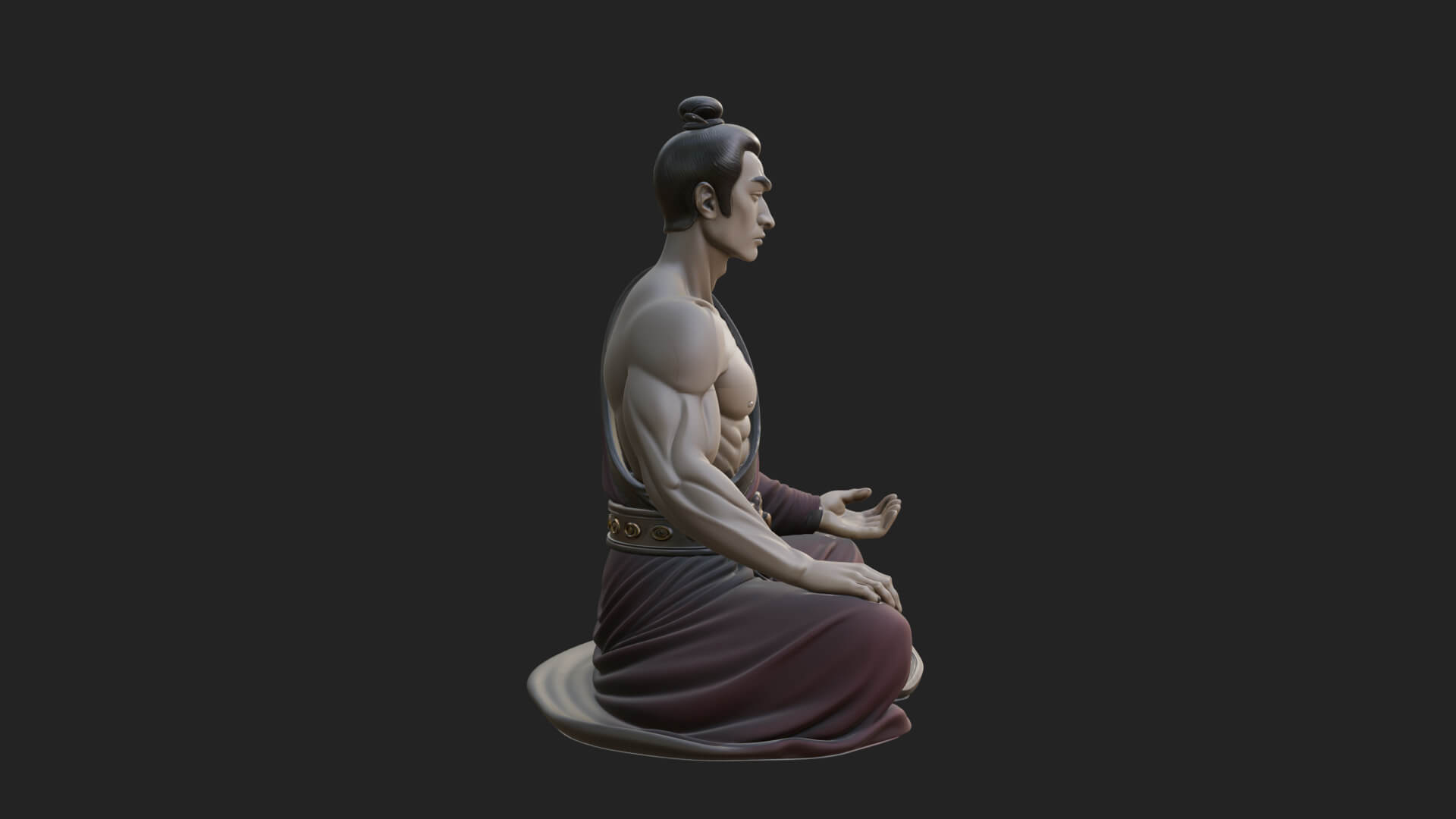 Kneeling Robed Man Statue Design 2 3D Print Model 3D Model